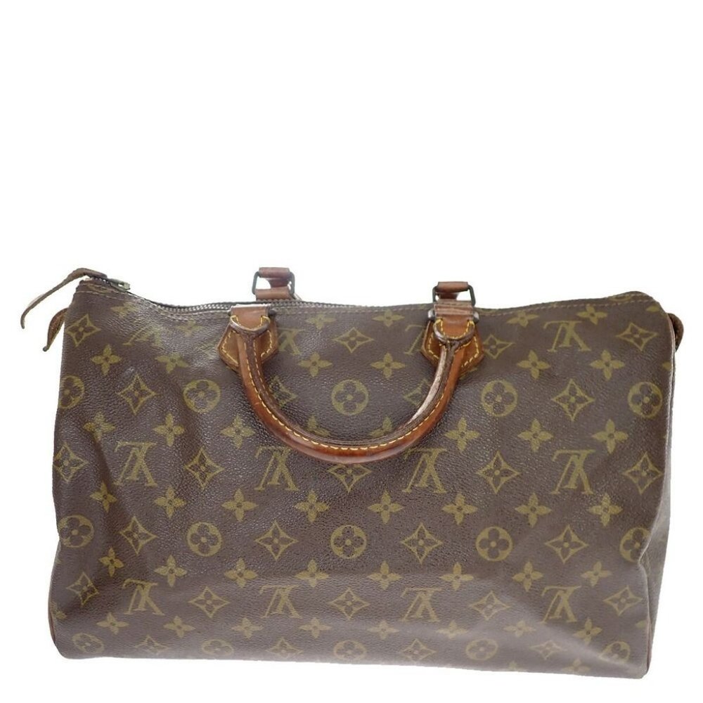 AUTHENTIC LOUIS VUITTON Speedy 35 Travel Hand Bag Monogram Leather Brown - Picture 3 of 8